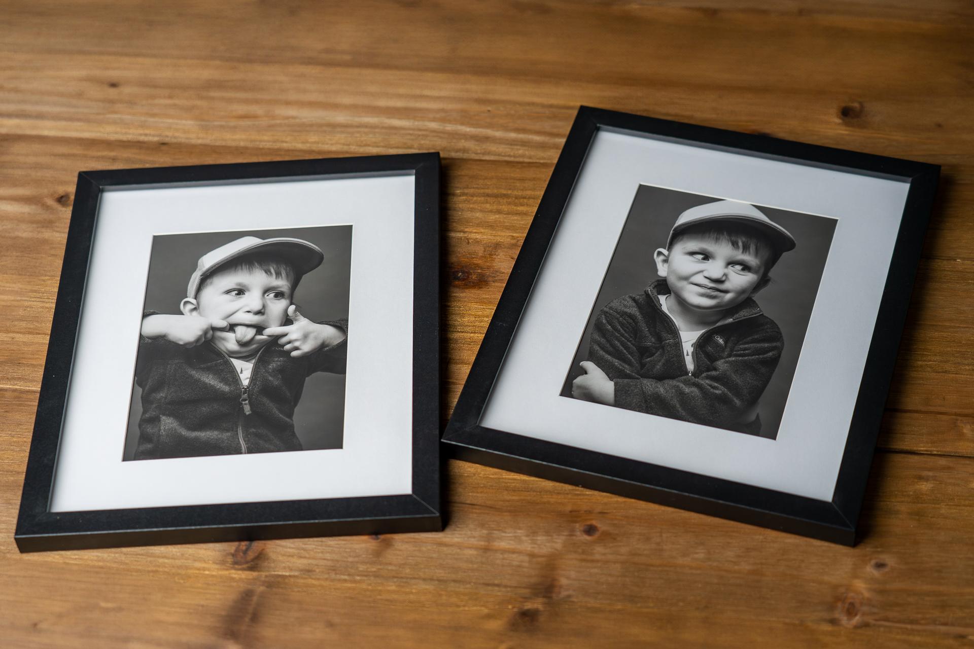 Two goofy photos of a kiddo